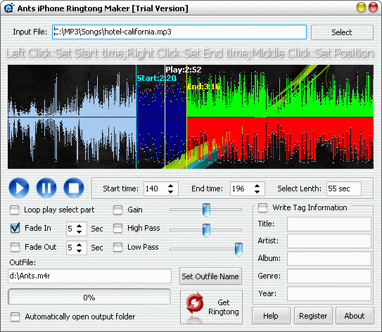 Ants iPhone Ringtone Maker Main Interface