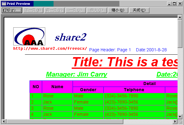 Screenshot of Print Preview ActiveX Control 1.40