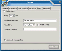 text to speech software - alarm general options