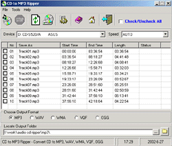 CD to MP3 Ripper - rip cd to mp3, wav, wma, ogg vorbis, vqf
