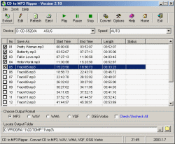 CD to MP3 Ripper - rip cd to mp3, wav, wma, ogg vorbis, vqf