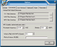 text to speech software - conversion options - text to mp3, text to wav